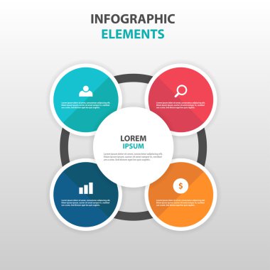 Soyut iş Infographics elemanları, sunum şablonu web tasarımı için düz tasarım vektör illüstrasyon