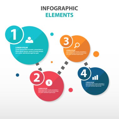 Soyut daire iş Infographics elemanları, sunum şablonu web tasarımı için düz tasarım vektör illüstrasyon