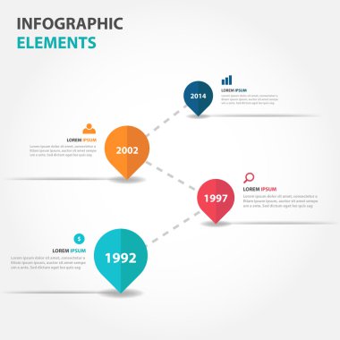 Soyut iş zaman çizelgesi raodmap Infographics elemanları, sunum şablonu web tasarım pazarlama reklam için düz tasarım vektör illüstrasyon