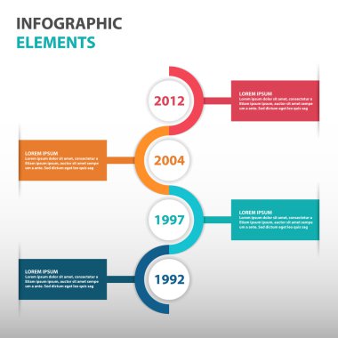 Soyut daire iş zaman çizelgesi yol haritası Infographics elemanları, sunum şablonu web tasarım pazarlama reklam için düz tasarım vektör illüstrasyon