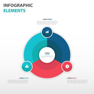Soyut daire iş Infographics elemanları, sunu şablonu düz tasarım vektör çizim reklam pazarlama web tasarımı için