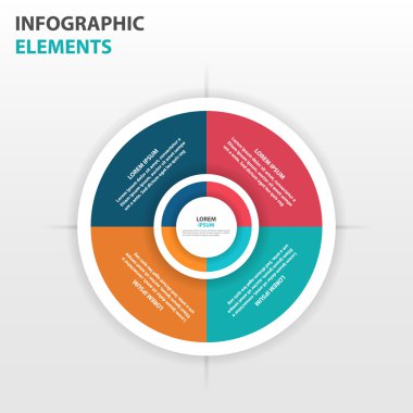 Soyut daire iş Infographics elemanları, sunu şablonu düz tasarım vektör çizim reklam pazarlama web tasarımı için