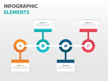 Soyut daire iş zaman çizelgesi Infographics elemanları, sunu şablonu düz tasarım vektör İllüstrasyonu reklam pazarlama web tasarımı için