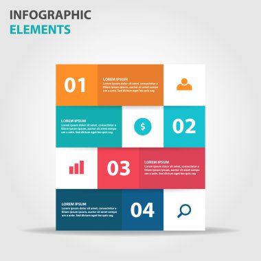 Soyut etiketi iş Infographics elemanları, sunu şablonu düz tasarım vektör çizim reklam pazarlama web tasarımı için