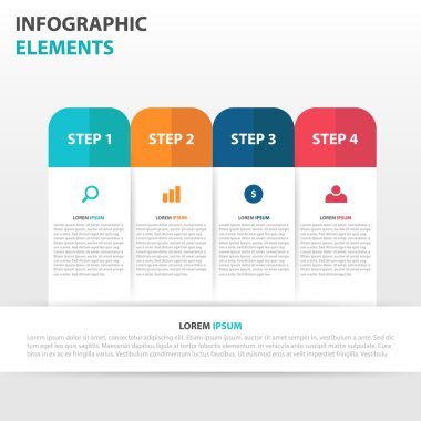 Soyut etiketi iş Infographics elemanları, sunu şablonu düz tasarım vektör çizim reklam pazarlama web tasarımı için