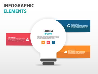 Ampul iş Infographics elemanları, sunu şablonu düz tasarım vektör çizim reklam pazarlama web tasarım için soyut
