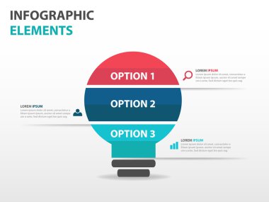 Ampul iş Infographics elemanları, sunu şablonu düz tasarım vektör çizim reklam pazarlama web tasarım için soyut
