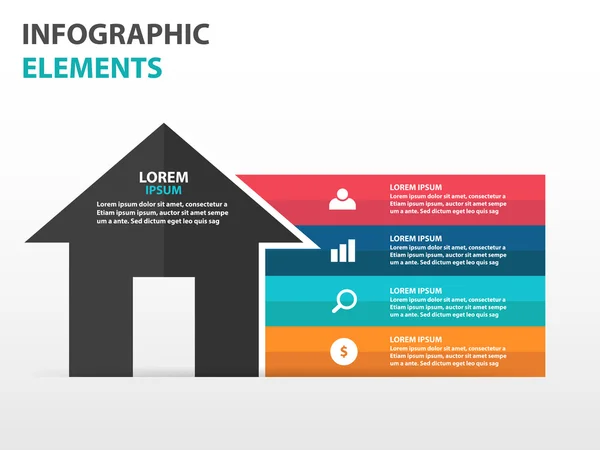 Abstract House symbol business Elementi infografici, presentazione modello piatto disegno vettoriale illustrazione per web design marketing pubblicità — Vettoriale Stock