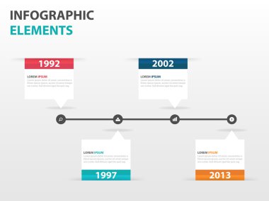 Özet metin kutusu iş zaman çizelgesi Infographics öğeleri, sunu şablonu düz tasarım vektör çizim reklam pazarlama web tasarımı için