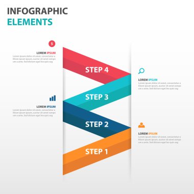 Soyut etiketi iş Infographics elemanları, sunu şablonu düz tasarım vektör çizim reklam pazarlama web tasarımı için