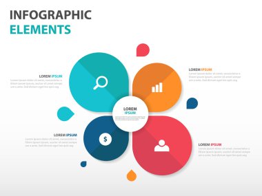Soyut çiçek iş Infographics elemanları, sunu şablonu düz tasarım vektör çizim reklam pazarlama web tasarımı için