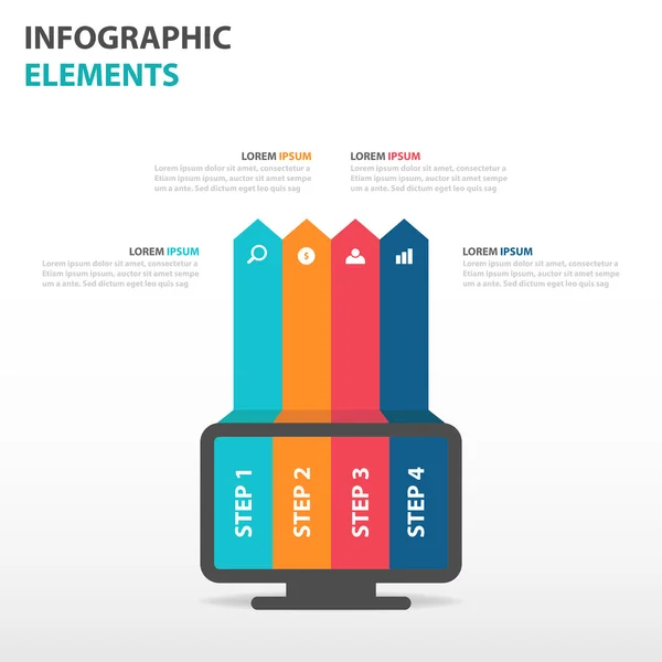 Abstract computer monitor business Infografica elementi, presentazione modello piatto disegno vettoriale illustrazione per web design marketing pubblicità — Vettoriale Stock