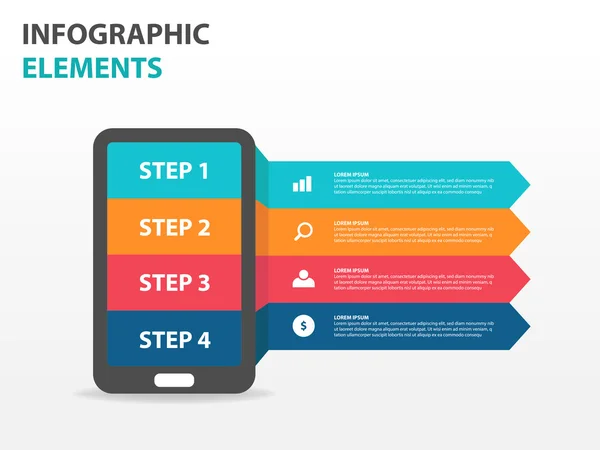 Αφηρημένη έξυπνο τηλέφωνο επιχειρήσεων Infographics στοιχεία, εικονογράφηση φορέα επίπεδη σχεδίαση προτύπου παρουσίαση για το σχεδιασμό web marketing διαφήμιση — Διανυσματικό Αρχείο