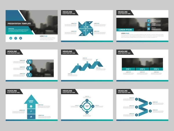 Blue green Abstract presentation templates, Infographic elements template flat design set for annual report brochure flyer leaflet marketing advertising banner template — Stock Vector