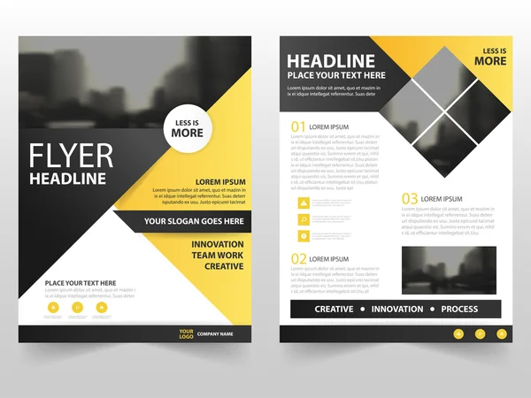 Yellow black triangle business Brochure Leaflet Flyer annual report template design, book cover layout design, abstract business presentation template, a4 size design — Stock Vector