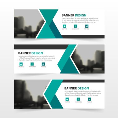 yeşil siyah üçgen kurumsal iş afiş şablonu, yatay reklam iş afiş düzeni şablonu düz tasarım seti, web sitesi tasarımı iş afiş şablonu için temiz soyut kapak başlık arka plan, ufuk