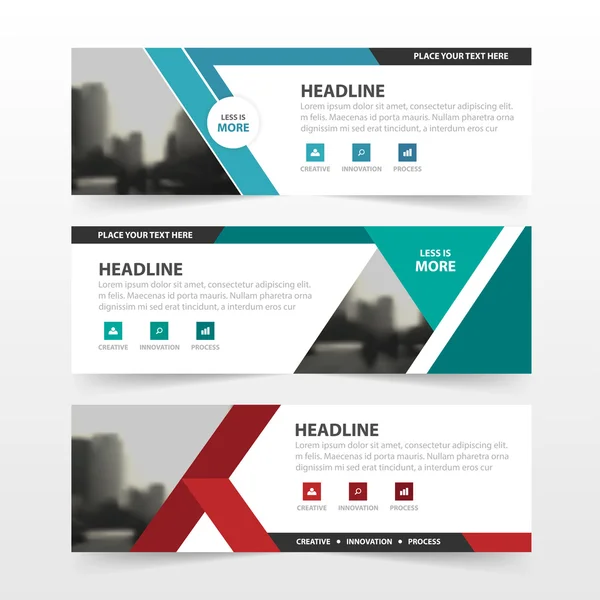 Röd grön blå polygon Corporate Business banner mall, horisontell reklamföretag banner layout mall platt design set, ren abstrakt täcka header bakgrund för webbdesign Corporate Business banner mall, vågrät rörelse — Stock vektor