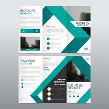 Green triangle business trifold Leaflet Brochure Flyer report template vector minimal flat design set, abstract three fold presentation layout templates a4 size clipart