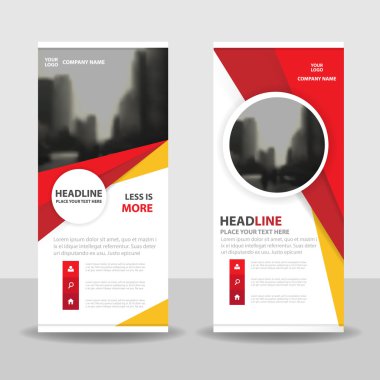 Red yellow circle roll up business brochure flyer banner design , cover presentation abstract geometric background, modern publication x-banner and flag-banner, layout in rectangle size. clipart