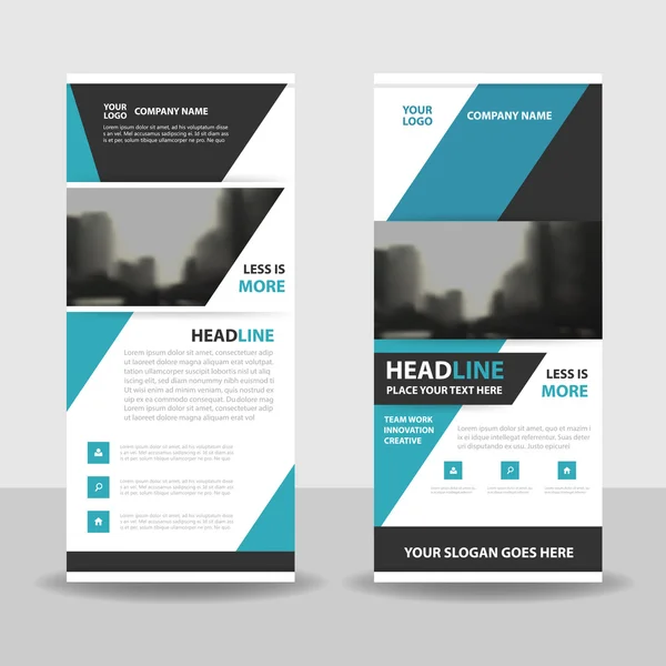 Blue roll up business brochure flyer banner design, cover presentation abstract geometric background, modern publication x-banner and flag-banner, layout in rectangle size . —  Vetores de Stock