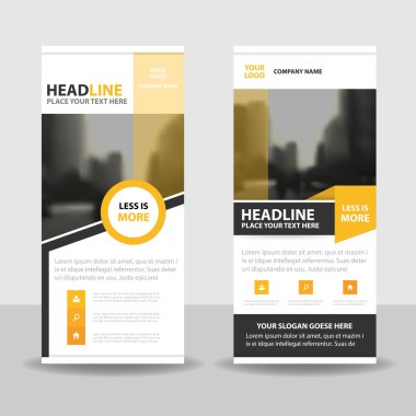 İş broşür afiş afiş tasarımı, kapak sunu soyut geometrik arka plan, modern yayın x- ve bayrak-banner, düzen dikdörtgen boyutu kadar rulo sarı siyah.
