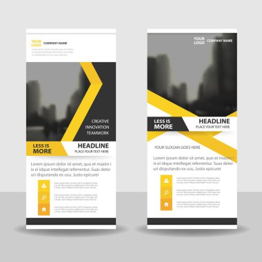 Yellow black roll up business brochure flyer banner design , cover presentation abstract geometric background, modern publication x-banner and flag-banner, layout in rectangle size. clipart