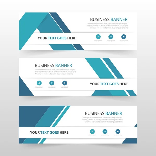 Modelo de banner de negócios corporativo de triângulo abstrato azul, modelo de layout de banner de negócios de publicidade horizontal conjunto de design plano, fundo de cabeçalho de capa abstrato limpo para design de site —  Vetores de Stock