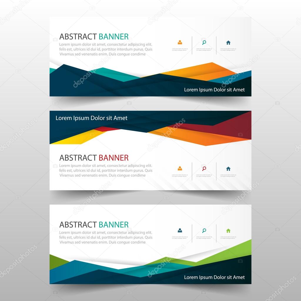 Abstract Colorful polygonal banner template, horizontal advertising business banner layout template flat design set , clean abstract cover header background for website design