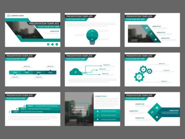 Yıllık rapor broşür el ilanı broşür reklam banner şablon pazarlama yeşil soyut sunu şablonları, Infographic öğeleri düz tasarım şablonu ayarla