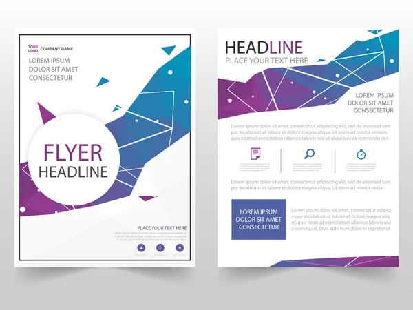 Folleto sobre el polígono púrpura azul Folleto Diseño de plantilla de informe anual, diseño de diseño de diseño de cubierta de libro, plantilla de presentación de negocio abstracta, diseño de tamaño a4 — Archivo Imágenes Vectoriales