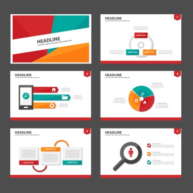 Orange red green presentation templates Infographic elements flat design set