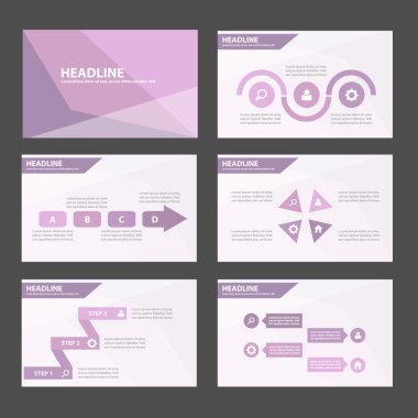 Purple polygon presentation templates Infographic elements flat design set