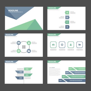 Light Blue and green presentation templates Infographic elements flat design set clipart