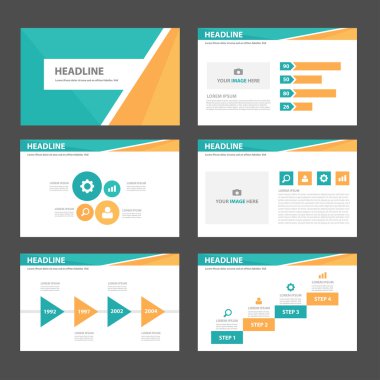 Green orange presentation templates Infographic elements flat design set