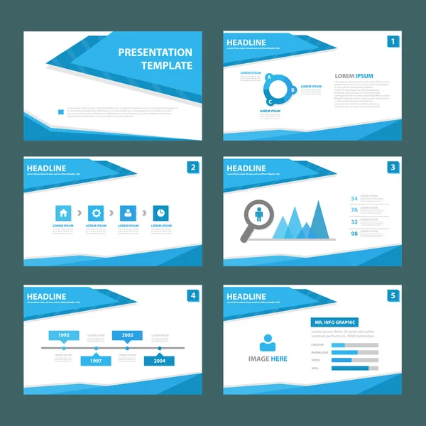 Modelos de apresentação abstrata azul Elementos infográficos conjunto de design plano — Vetor de Stock