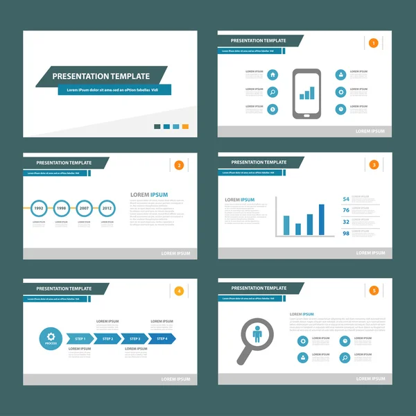 Elementos infográficos coloridos modelos de apresentação conjunto de design plano —  Vetores de Stock