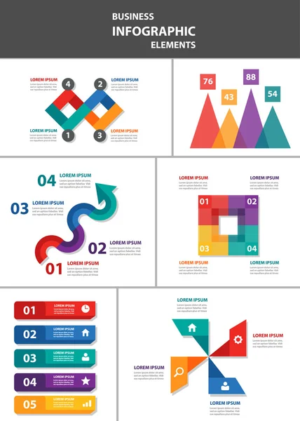 Bunte infografische Elemente Präsentationsvorlagen flaches Designset — Stockvektor