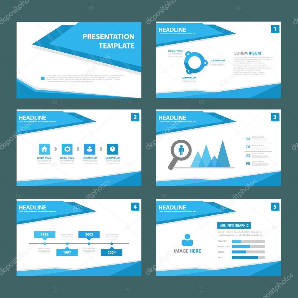 Blue abstract presentation templates Infographic elements flat design set