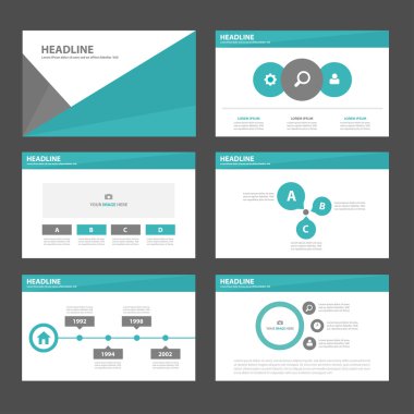 Yeşil ve siyah sunu şablonları Infographic öğeleri tasarım reklam pazarlama broşür el ilanı broşür için kümesi düz
