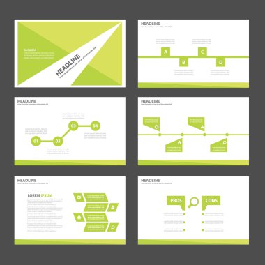 Green presentation templates Infographic elements flat design set for brochure flyer leaflet marketing advertising clipart