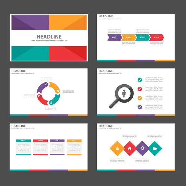 Green Orange red purple presentation templates Infographic elements flat design set for brochure flyer leaflet marketing advertising — Stok Vektör