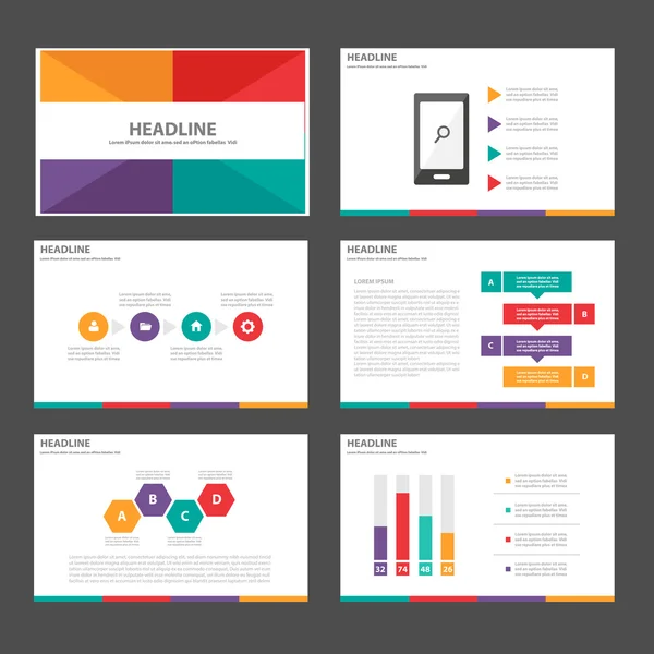 Kleurrijke presentatie templates Infographic elementen flat ontwerpset voor brochure folder Folder marketing reclame — Stockvector