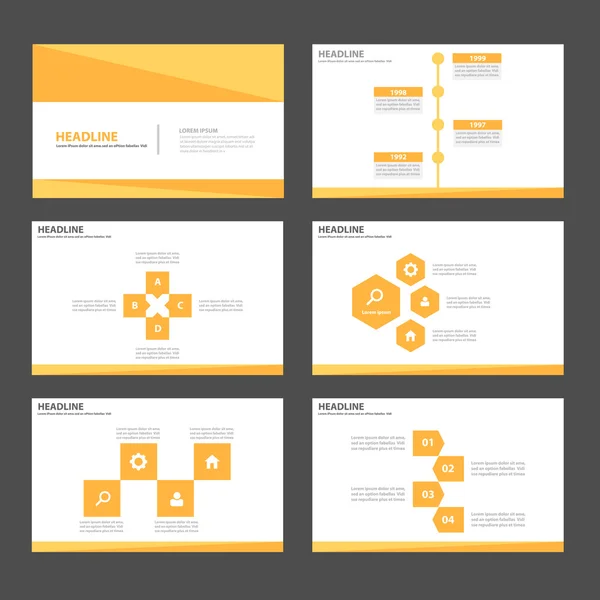 Modèles de présentation orange Eléments d'infographie set design plat pour brochure prospectus marketing publicité — Image vectorielle