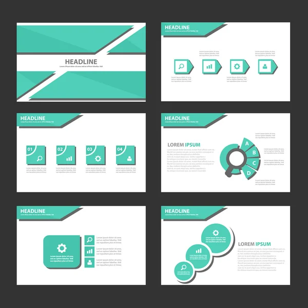 Green Black presentation templates Infographic elements flat design set for brochure flyer marketing advertising — Image vectorielle