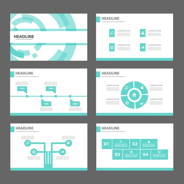 Plantillas de presentación de tecnología azul Elementos infográficos Juego de diseño plano para folleto Folleto publicitario — Vector de stock