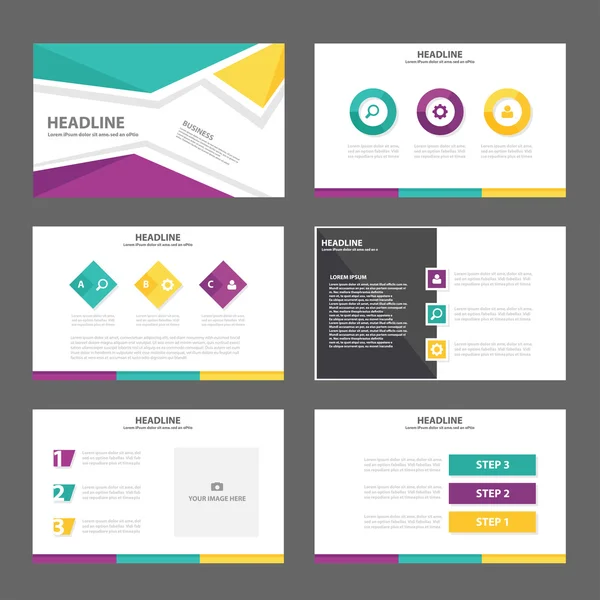 Colorful  presentation templates Infographic elements flat design set for brochure flyer leaflet — 스톡 벡터