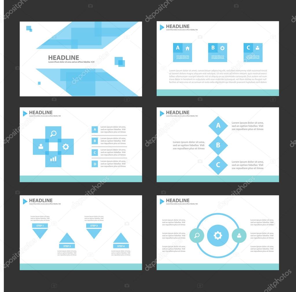 Blue presentation templates Infographic elements flat design set for brochure flyer leaflet marketing advertising