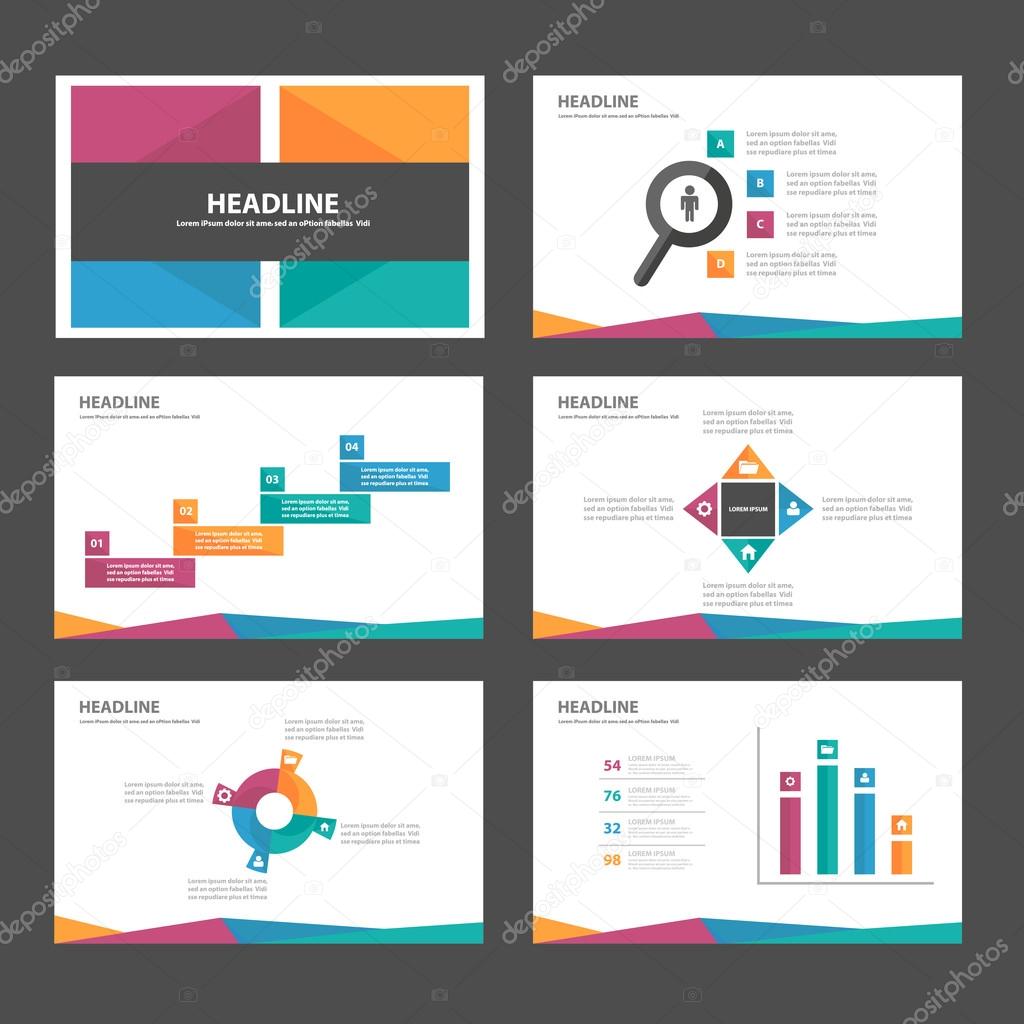 Colorful presentation templates Infographic elements flat design set for brochure flyer leaflet marketing advertising