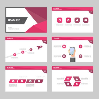 Sunu şablonları Infographic öğeleri düz tasarım reklam pazarlama broşür el ilanı broşür için ayarla pembe