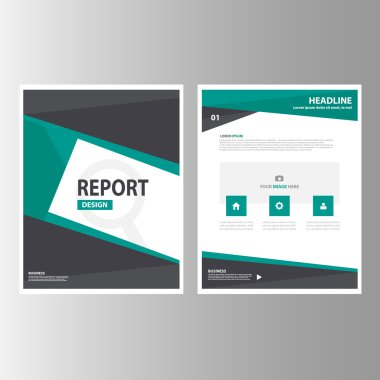 Yeşil ve siyah broşür el ilanı broşür sunu şablonları Infographic öğeleri tasarım reklam pazarlama için kümesi düz